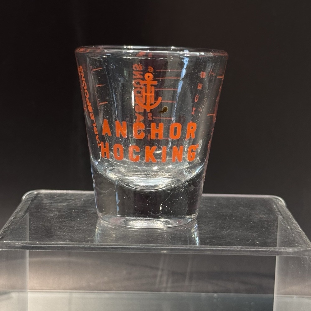 Anchor Hocking Measuring Shot Glass 2oz‎ Red Lettering Kitchen Tool Gadget